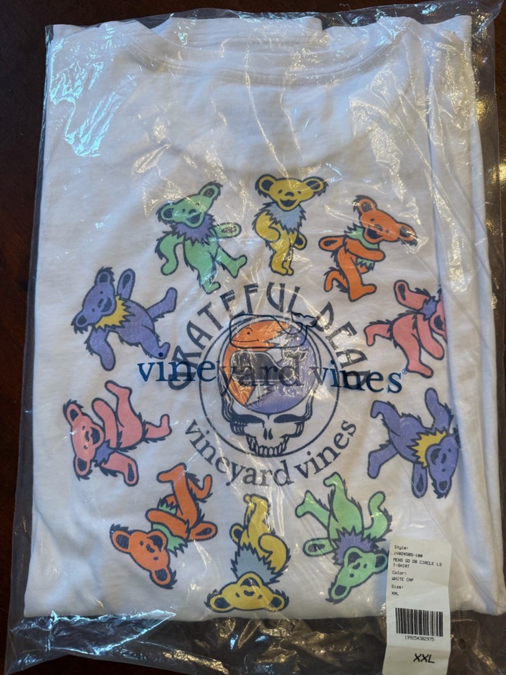 Vineyard Vines White Long Sleeve Tee with Multicolor Dancing Bears - Picture 4 of 4